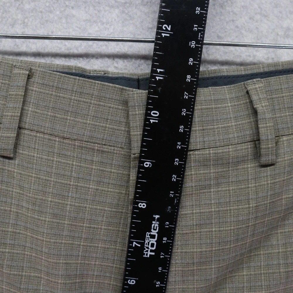 Kenneth Cole Reaction Pants Mens 30x32 Dress Suit Formal Flat Front Taupe Plaid‎